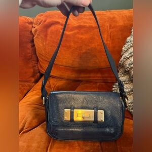 Talbots Navy blue leather shoulder bag